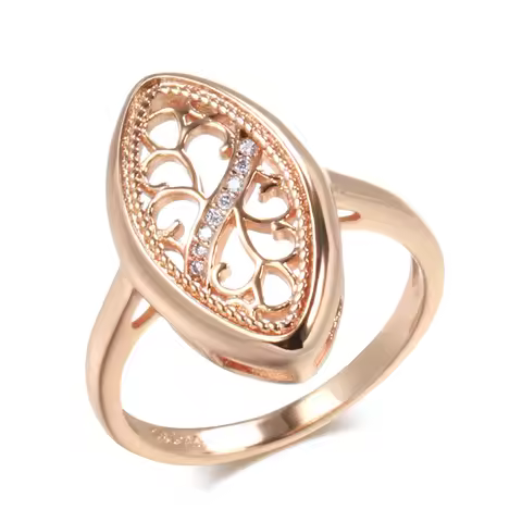 Kinel 2022 Trend 585 Rose Gold Ring For Women Micro Wax Inlay Natural Zircon Hollow Flower Ethnic Br