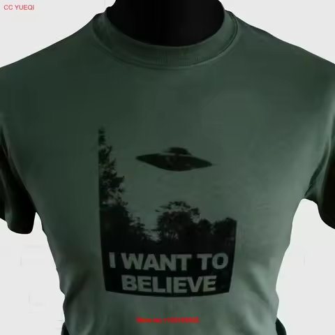 I Want To Believe T Shirt X Files UFO TV Flying Saucer Poster Mulder Green vintage Washed Stretched 