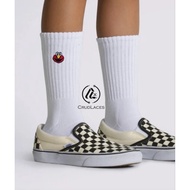 Elmo Motif Embroidered Oldschool Socks - premium socks - Crudlaces