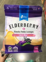 🇦🇺 澳洲代購 🛩 空運到港 True Blue 黑接骨木 + 麥盧卡蜜糖 配方潤喉糖 Elderberry & Manuka Honey Lozenges 400g MGO 600+澳洲製造