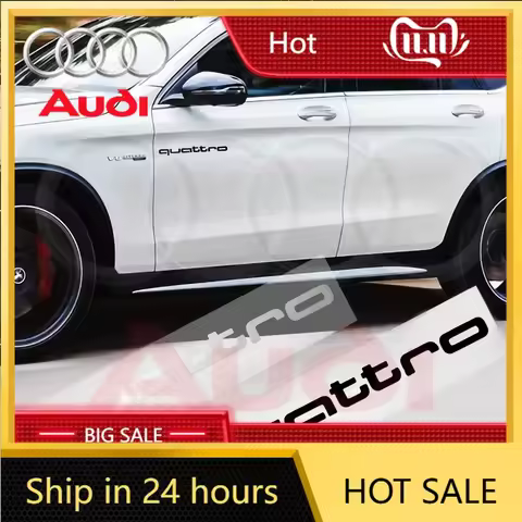 2025 Hot 2Pcs Car Sticker Side Body Trunk Bumper Window Decoration Badge Decal For Audi Quattro Q2 Q