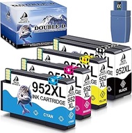 DOUBLE D 952XL Ink Cartridges with Chip Upgrade Device Replacement for HP 952XL, Compatible with Off