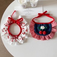 Dog Bib, Cat Bib, Red Cherry Lace Bib, Princess Style Pet Bib, Puppet, Small Dog, Bichon Frize