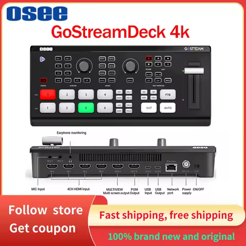OSEE GoStream Deck 4K Video Mixer Switcher 4ch HDMI Input 4K Lossless Output Multi Machine Live Stre