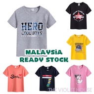 T-Shirts Kids 6-12Y Boys Girls Cotton Short Sleeve Casual Tops Children Clothing Baju Budak Malaysia