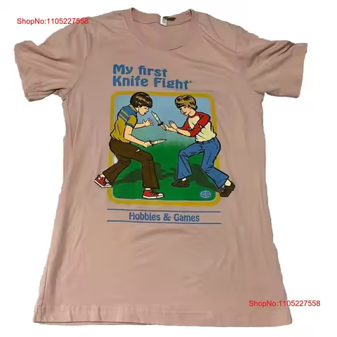 Steven Rhodes My First Knife Fight Hobbies Games T Shirt Crew Adult S vintage Washed streetwear desi