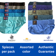 Swiss Polo & British Polo 5pcs/pack Cotton Men Briefs Comfort Plus Size Men Underwear Seluar Dalam L