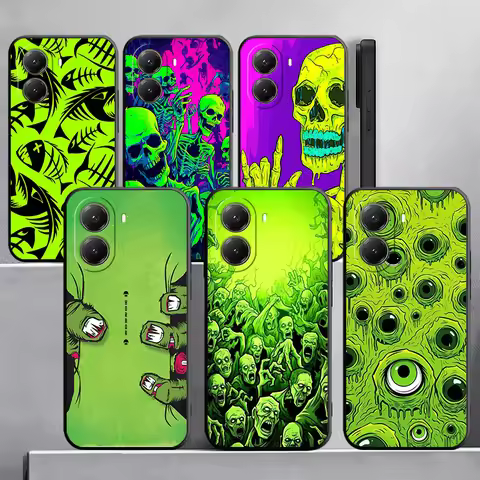 Horror Zombie Skeleton Green Phone Case For Xiaomi Poco X7 X8 Pro Max M8 M7 F8 X6 X5 X3 M7 M6 F7 Red