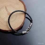 Male Thai Silver Imported Bracelet Girls Same Style Bracelet Influencer Cowhide Braided S Buckle Han