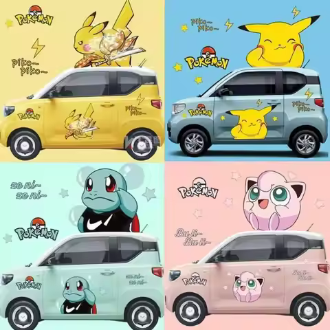 Pokemon Car Decoration Sticker Pikachu Squirtle Scratch Covering Car Sticker Cartoon Pikachu Creativ