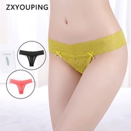 3 Pcs Hollow Out Panties Sexy Lingerie for Women Lace Panty Transparent Thong Cute Bow Seamless GString S-XL