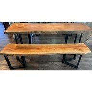 Wood Slab Dining Table | Wood Slab Bench | Wooden Side Table | Meja Makan Kayu