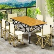 全城熱賣 - 超輕蛋卷桌套裝 鋁合金摺疊枱櫈 一秒速開 露營裝備 防傾倒設計 野餐擺檔枱 防霉牛津布