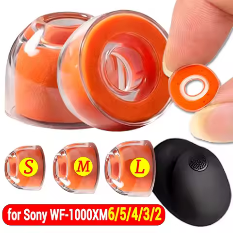 Liquid Silicone Memory Foam EarTips for SONY WF-1000XM6/5/4/3/2 Noise Isolation Orange Earphone Eart