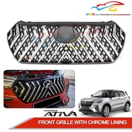 PERODUA ATIVA 2021-2023+ FRONT GRILLE GRILL WITH 'STAINLESS STEEL' CHROME LINING (GLOSSY BLACK)