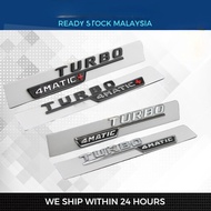 READY STOCK 2 Pieces TURBO 4MATIC 4MATIC+ ABS Flat Letter Logo Car Auto Emblem Badge Sticker Decal F