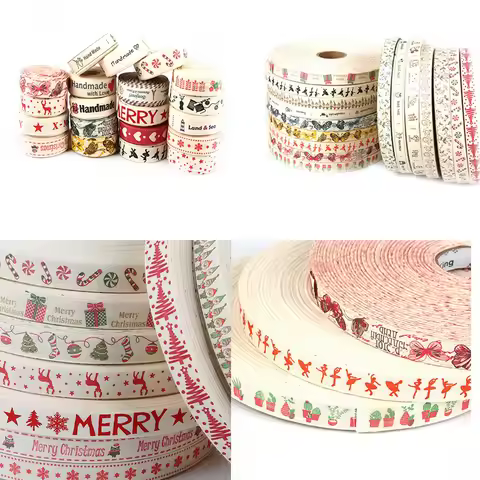 5Yards Length 1.5cm Wide Multi Option Hand Made Design Printed Cotton Ribbon for DIY Sewing & Packin