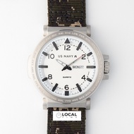 JAM TANGAN US NAVY USN63638 SS KANVAS ARMY - PLAT PUTIH