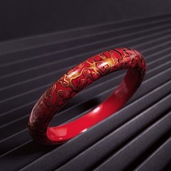 檀香大漆手鐲58MM東方漆藝檀脫胎木手環非物質文化遺產復古中式紅