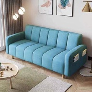 找得 - 小戶型簡約客廳梳化床可折疊科技布沙發床懶人舒適沙發3143(天藍色 長140cm 海綿款 包安裝）