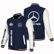 2023ใหม่ผู้ชายแจ็คเก็ต MercedesBenz รถจักรยานยนต์รถโลโก้พิมพ์เสื้อแฟชั่นเสื้อกันลมกีฬากลางแจ้งสบายๆเบสบอล Jacke