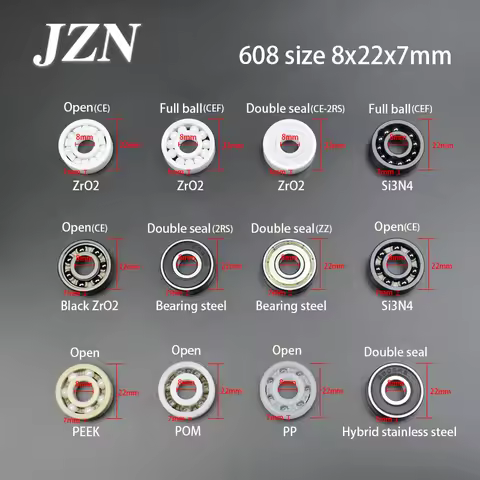 Scooter deep groove ball bearing 608ZZ 608 8*22*7mm ceramic bearing Steel plastic stainless steel si