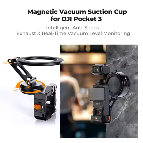 K&F Concept Electric Vacuum Magnetic Mount for DJI Osmo Pocket 3 360° Adjustable Suction Cup Stand