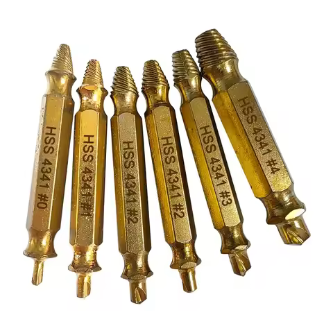 6PC HSS Double Head Screw Extractor Slide Tooth Removal Screwdriver Bit Broken Wire Tool Set Metalwo