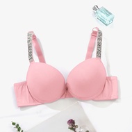 PARIFAIRY Rhinestone Shine Strap bra push up padded bra Smooth Pure Color Letter Bra With Wire 36B 3