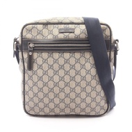【二手】Gucci GG Supreme 單肩背包 201448 米色/海軍藍 PVC塗層帆布皮革 GG Supreme 女士單背包 二手 B