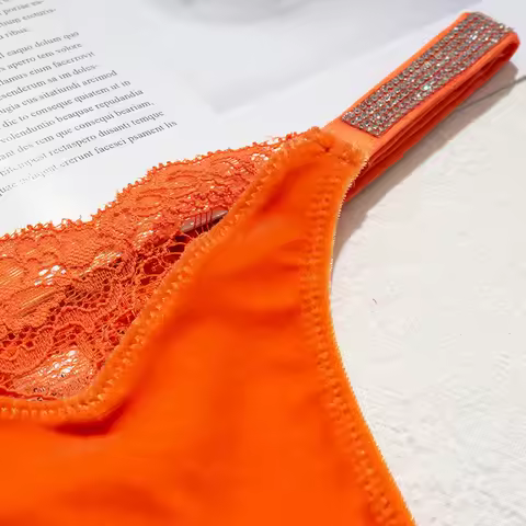 Hot Women's Panties Victoria Rhinestone Lingerie Velvet Lace Female Underwear Low Rise Thongs Secret