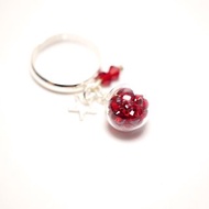 A Handmade 紅色水晶吊飾玻璃球指環