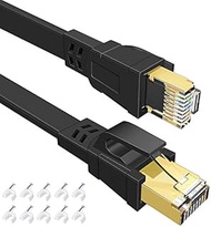 Cat 8 Ethernet Cable 25 FT, High Speed Ethernet LAN Cable with Gold Plated Rj45 Connector, 40Gbps Fl