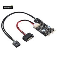 9pin USB Connector 1 to 2 USB Extension Cable USB HUB USB2.0 9Pin Header Connector Adapter with  Pow