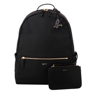 agnes b.-Gold Letter LOGO With Detachable Clutch Bag Nylon Backpack (Black/Large)