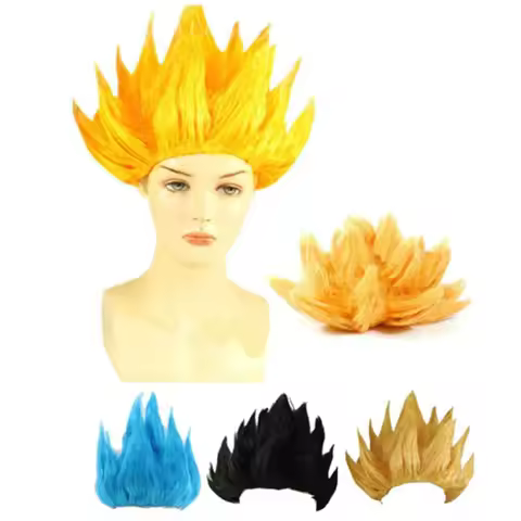Adult Kids Z Cosplay Wigs Goku Anime Costume Party Dress Up Black Blue Yellow Wig Halloween Carnival