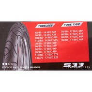 Corsa tubeless and non-tubeless tires S33 Ring 14 and Ring 17