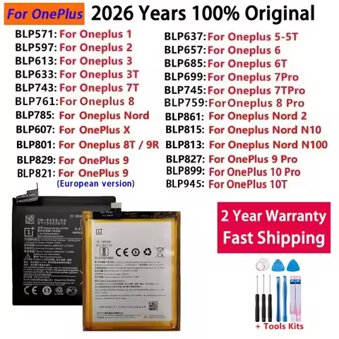 Fast Shipping Original Replacement Battery For OnePlus Nord N100 N10 1 2 3 3T 5 5T 6 6T 7 7T 8 8T 9 