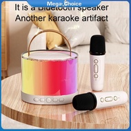 MegaChoice【Fast Delivery】Wireless Speaker Portable Microphone Karaoke Machine LED Speaker With Carrying Handle For Home Kitchen Outdoor Travelling