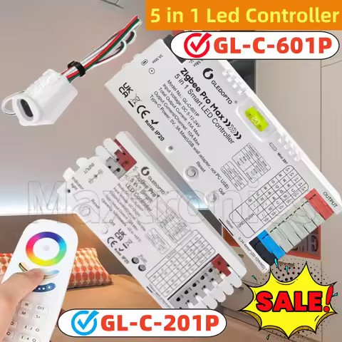 Hot GL-C-201P/GL-C-601P/GL-RC-006Z 5in1 ZigBee 3.0 Pro LED Controller RGBCCT RGBW RGB CCT Dimmer App