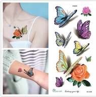 Tattoo Temporary Tato Temporer Motif Mawar Merah Darah Panjang Seri Motif QC 666 Tahan Air Anti Air 