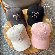 Pink Bow Embroidered Peaked Cap for Women Summer New Large Head Baseball Cap Sun Protection Hat
