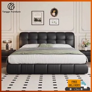 Tanggo Solid Wooden Bed Frame Bed Frame With Mattress Leather And Solid Wood Bed Frame Queen/King Be