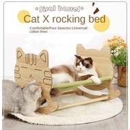 Ready Stock Cat Rocker Summer Off The Ground Hammock Cat Litter Wooden Cat Rocking Chair katil kucin