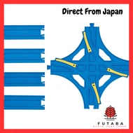 TAKARA TOMY Plarail Crossing Point Track Set with 4 Straight Rails (R-14) - Perfect for Train Enthus