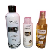 3in1 Awday shampo keratin charcoal hair cream dan hair tonic paket bundling perawatan rambut Shampoo