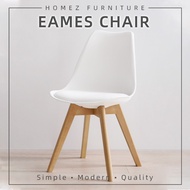 Homez Eames Lounge Chair Dining Chair PU Leather Material & Wood Leg With Cushion