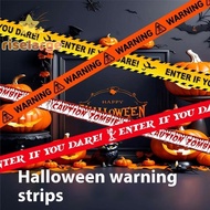 [RiseLargeS] 2Pcs Halloween Tape 6M/9M Halloween Warning Strap Halloween Warning Signs Red & White D