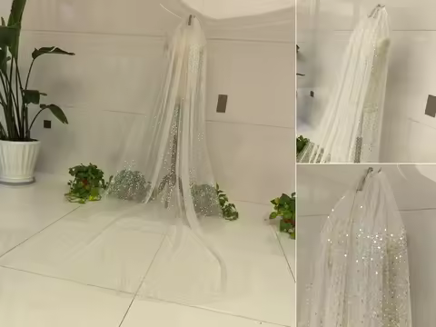 luxury 3M 2m1m Length Pearls Wedding Veil Sequined 1T Bridal Veil Bling Bling Bride Veil Bridal Part