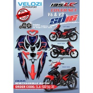 COVERSET YAMAHA LC V6-V7 STANDARD DESIGN L6-SD16-3 BLUE REPTOR PATTERN LINE STICKER SIAP TANAM FREE 